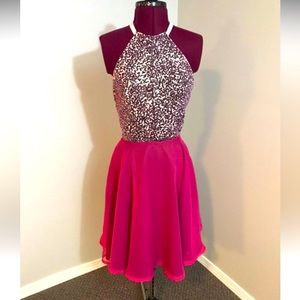Braided back sequin dress